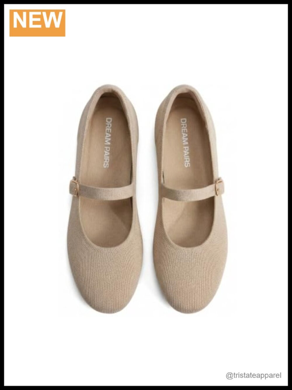 Women's Mary Jane Knit Ballet Flats Round Toe Buckle Closure Comfort